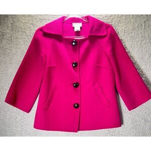 Talbots SP Structured Wool Blend 3/4‎ Sleeve Peacoat Statement Buttons Classic